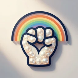 vector art | fist logo | pearl rainbow, outlines, textures, contrast | friendly fun soft simple polished coherent simple intricate geometric modern | hi - fructose, divine proportion, smooth, octane render, sharp focus, artstation | beeple, meta design, wolff olins |
