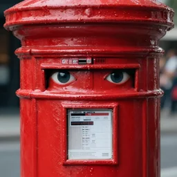 a pair of eyes inside a red pillarbox waiting to eat someone! dream the mediumship of the taperecorder