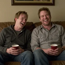 rhett & link watching a movie laughing