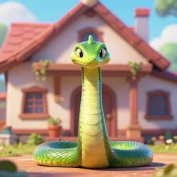 high resolution pixar 3 d picture digital art latios the serpent standing in front of house looking at camera