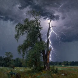 thunderstorm hitting tree made by zdzisław beksinski - n 6