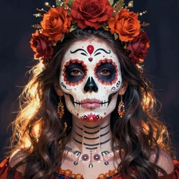 Illustration of a sugar skull day of the dead girl, art by chad knight