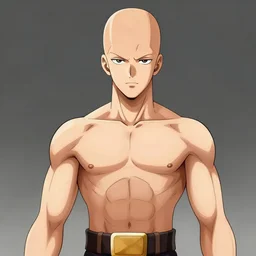 a detailed portrait of one-punch man