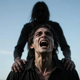 A beautiful performance art that captures the feeling of terror and anguish. The bright sky contrasts sharply with the dark, ominous figure in the background, creating a sense of unease and foreboding. The figure's face is twisted in a scream of agony, conveying the true horror of the scene. This performance art is truly a masterpiece of emotion and terror.  by Canaletto, by Amir Zand