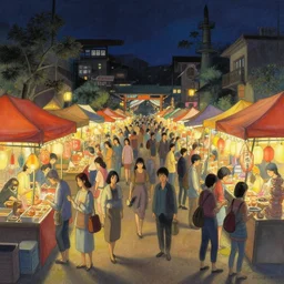 night festival at the market, beautiful matte painting, brian froud, yoshitaka amano, kim keever, victo ngai, james jean