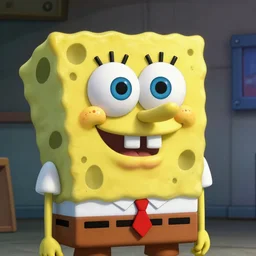 A portrait of SpongeBob, realistic
