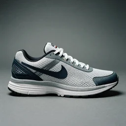 a studio photoshoot of A Nike running sneaker designed by Dieter Rams, mesh fabrics, realistic, color film photography by Tlyer Mitchell, 35 mm, graflex