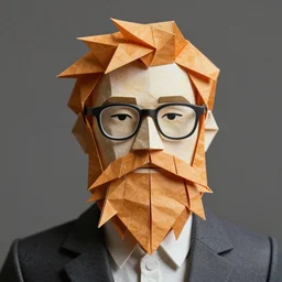 origami ginger bearded man with glasses
