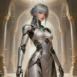 ultra realistic illustration of cyborg song hye - kyo, warframe, intricate, futuristic persian palace, elegant, highly detailed, digital painting, artstation, concept art, smooth, sharp focus, illustration, art by artgerm and greg rutkowski and alphonse mucha