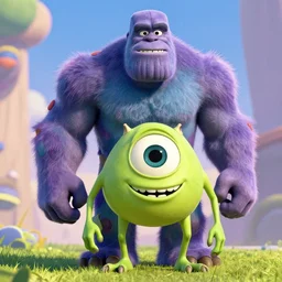 Thanos in monsters Inc. 4K quality photorealism