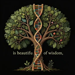 human dna! is beautiful tree! of wisdom!, enchanted botany illustration, dark background, by marianne north, by android jones, digital matte painting, very coherently symmetrical