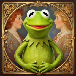 symmetry portrait of kermit the frog, intricate, elegant, highly detailed, digital painting, artstation, concept art, smooth, sharp focus, illustration, art by artgerm and greg rutkowski and alphonse mucha, 8 k