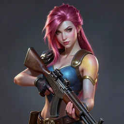 portrait of caitlyn, from league of legends, holding a rifle, hyper detailed, digital painting, trending in artstation, cinematic lighting, studio quality, smooth render, fluorescent skin, unreal engine 5 rendered, octane rendered, art style by jules bastien - lepage and gaston bussiere and sleepy sheep and wlop and james christensen