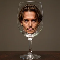 still of johnny depp face on a giant glass of wine, by dale chihuly, by zdizslaw beskinski