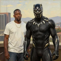 Black Panther chilling with Franklin Clinton in GTA 5, oil on canvas by Frances Anne Hopkins, 1869; in Library and Archives Canada