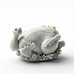 porcelain butter chicken, stylized 3d render, isolated on a pure white background, centered, entire object in frame, sharp focus, soft studio lighting
