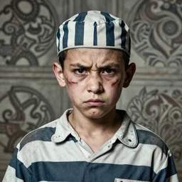portrait of a prisoner, 2 0 yo, angry look, scars, skin condition, intricate background, studio light, hdr, nikon 3 5 mm f / 1. 8 g, by sebastiao salgado