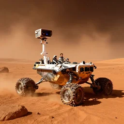 dmitry rogozin on mars, rover image, orange environment
