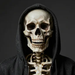 portrait of a crying skeleton, wearing a hoodie, by nikolay makovsky.
