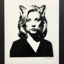 individual furry liz truss silk screen portrait banksy style
