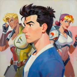 greg manchess portrait painting of 1 9 5 0's pinup as overwatch's characters, medium shot, asymmetrical, profile picture, organic painting, sunny day, matte painting, bold shapes, hard edges, street art, trending on artstation, by huang guangjian and gil elvgren and sachin teng