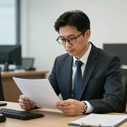 photo of a parroy in a suit and glasses, reading a document at a desk in an office. Highly detailed 8k. Intricate. Sony a7r iv 55mm. Award winning.