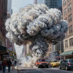 a highly detailed painting of a massive fart explosion in downtown new york