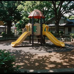 home video footage, a playground in japan ; daylight, summer, color vhs picture quality