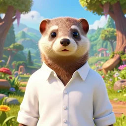 the portrait a weasel in a white shirts by wenjun lin, irakli nadar, bright colors, octopath traveler, wenjun lin, unreal engine 5 highly rendered, global illumination, radiant light, detailed and intricate environment