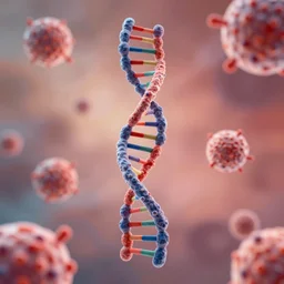 dna particle complex - medical 3 d illustration