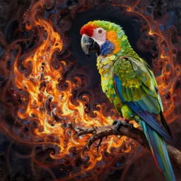 fractal flame fractal flame, parrot parrot, digital generative art, oil painting, intricate