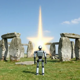 Robot druids observing the summer solstice at Stonehenge