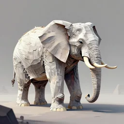 an elephant made out of pieces of paper, concept art by simon de vlieger, behance contest winner, afrofuturism, behance hd, 2 d game art, sci - fi