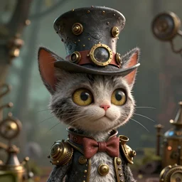 complex 3 d render, hyper detailed, ultra sharp, alien cat in the hat, scary, cute, cinematic, head and shoulders, steampunk, natural soft light, rim light, octane render, artstation, art by artgerm and greg rutkowski and alberto seveso, dr seuss