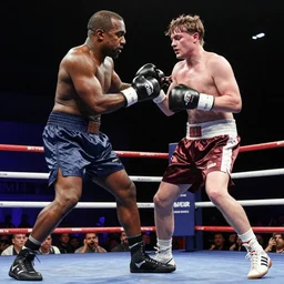 kanye west beating up pete davidson, boxing ring, photorealistic