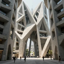 very complex sophisticated architecture, full of geometry, parametric, generative, engineering, concrete, towers, algorithmic design, flow, people, street view, octane render, vray, artstation, unreal engine.