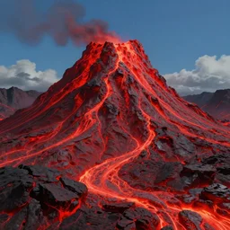 red themed lava mountain landscape, miyazaki, cinematic, die hard, marvel, disney, indie, highly detailed, featured on artstation, highly detailed, epic