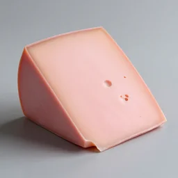 a block of pink cheese, realistic, accurate