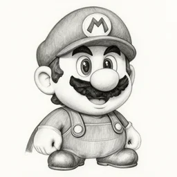 a black and white pencil illustration portrait of super mario in the style of stanislaw szukalski