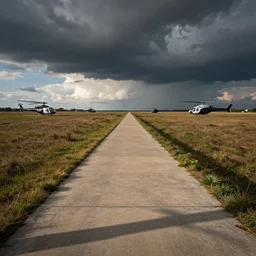 sidewalk, realistic architect, helicopters, deep perspective, wide angle, detailed,