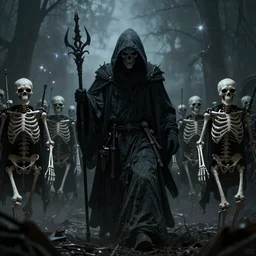 a grim reaper, with a skeleton army, surrounded by magic, hd, by stefan koidl