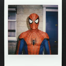 1970s colour polaroid of jimmy tarbuck as spider man without a mask on a british council estate