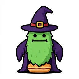 weird wizard 🍔 monster in a hand-drawn vector, svg, cult-classic-comic-style