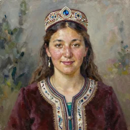portrait of an kyrgyzstani woman ( 3 5 ) from kyrgyzstan in 2 0 2 1, an oil painting by ross tran and thomas kincade