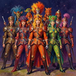 A psychedelic pomell lords’ alliance guard , vibrant color scheme, highly detailed, in the style of romanticism, cinematic, artstation, Moebius, Greg rutkowski