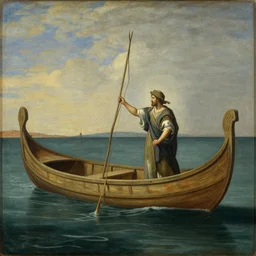 a painting of the boat of charon in the river styx by felix resurreccion hidalgo