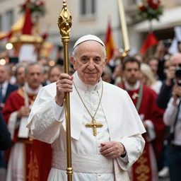 photo of the Pope at the carnival, 50mm, beautiful photo