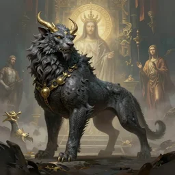 0 immortal beast from chinese mythology by igor wolski as featured on artstation, religious deity imagery in stunning environment, detailed, by beksinski, francis bacon