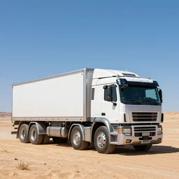 a wide shot of transformer optimus prime truck in the desert by kilian eng and moebius