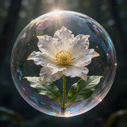 forest inside soap bubble, symetric, organic, flower, leaf, cosmic, futuristic, global illumination, radiant light, stellar background, highly detailed, deep focus, elegant, digital painting, sharp focus, illustration, ultra realistic, cinematographic, sun rays, 8 k, by louise nevelson